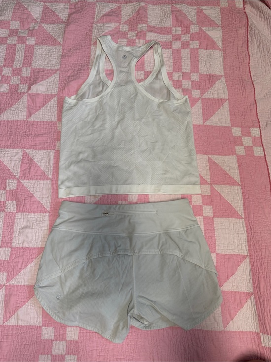 lululemon athletica Other - Set lululemon athletica White Racerback Tank & Running Shorts Set sz 4
